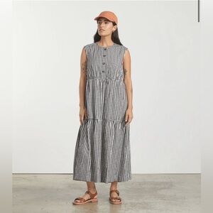 Everlane gingham oversized tiered midi dress XXS